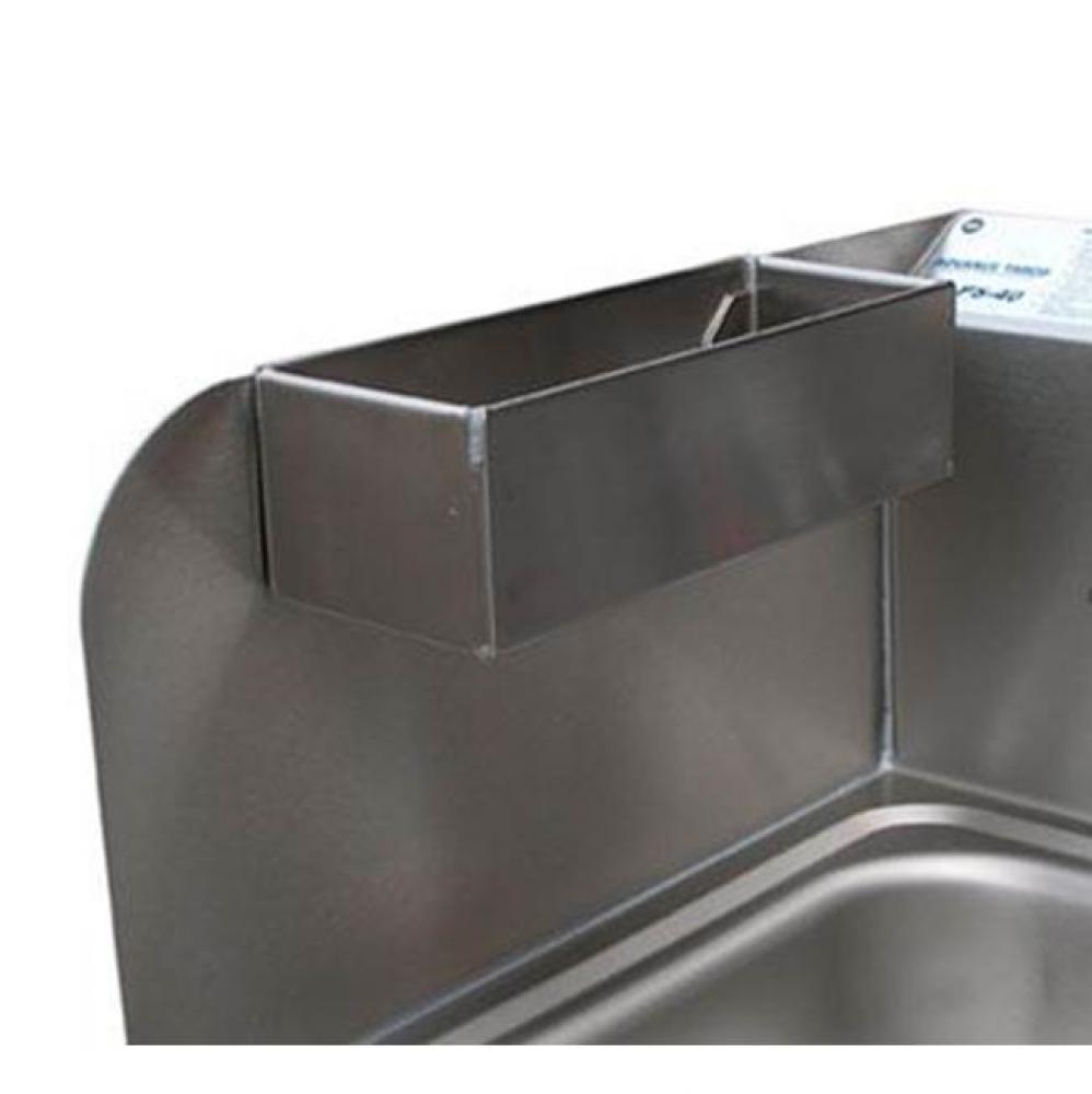 Removable utility tray to hang on hand sink side splash