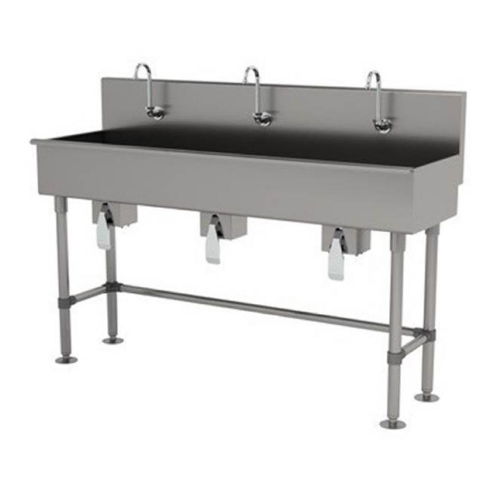 Multiwash Hand Sink With Stainless Steel Legs And Flanged Feet