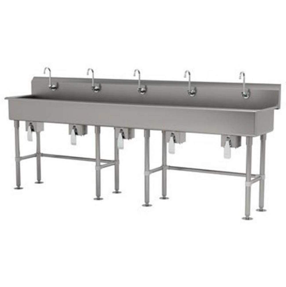 Multiwash Hand Sink With Stainless Steel Legs And Flanged Feet