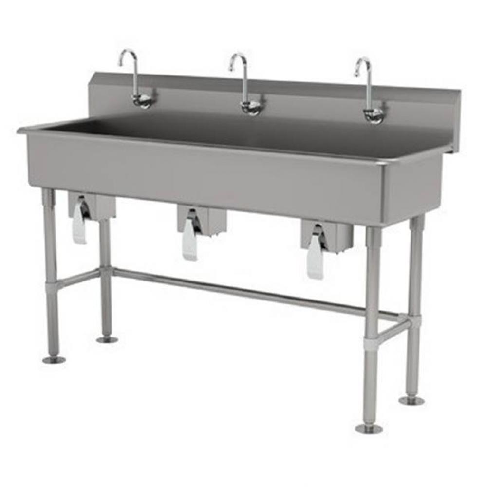 Multiwash Hand Sink With Stainless Steel Legs And Flanged Feet