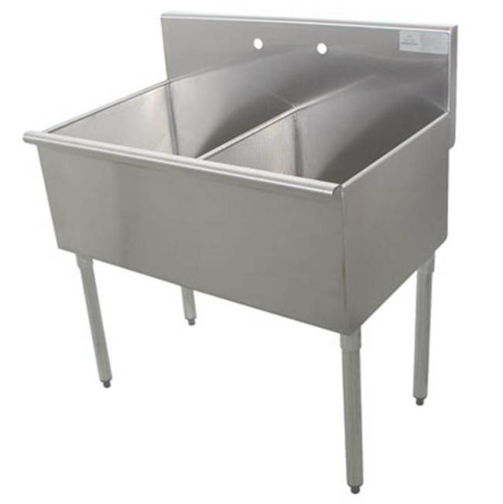 Square Corner Scullery Sink, 2-compartments