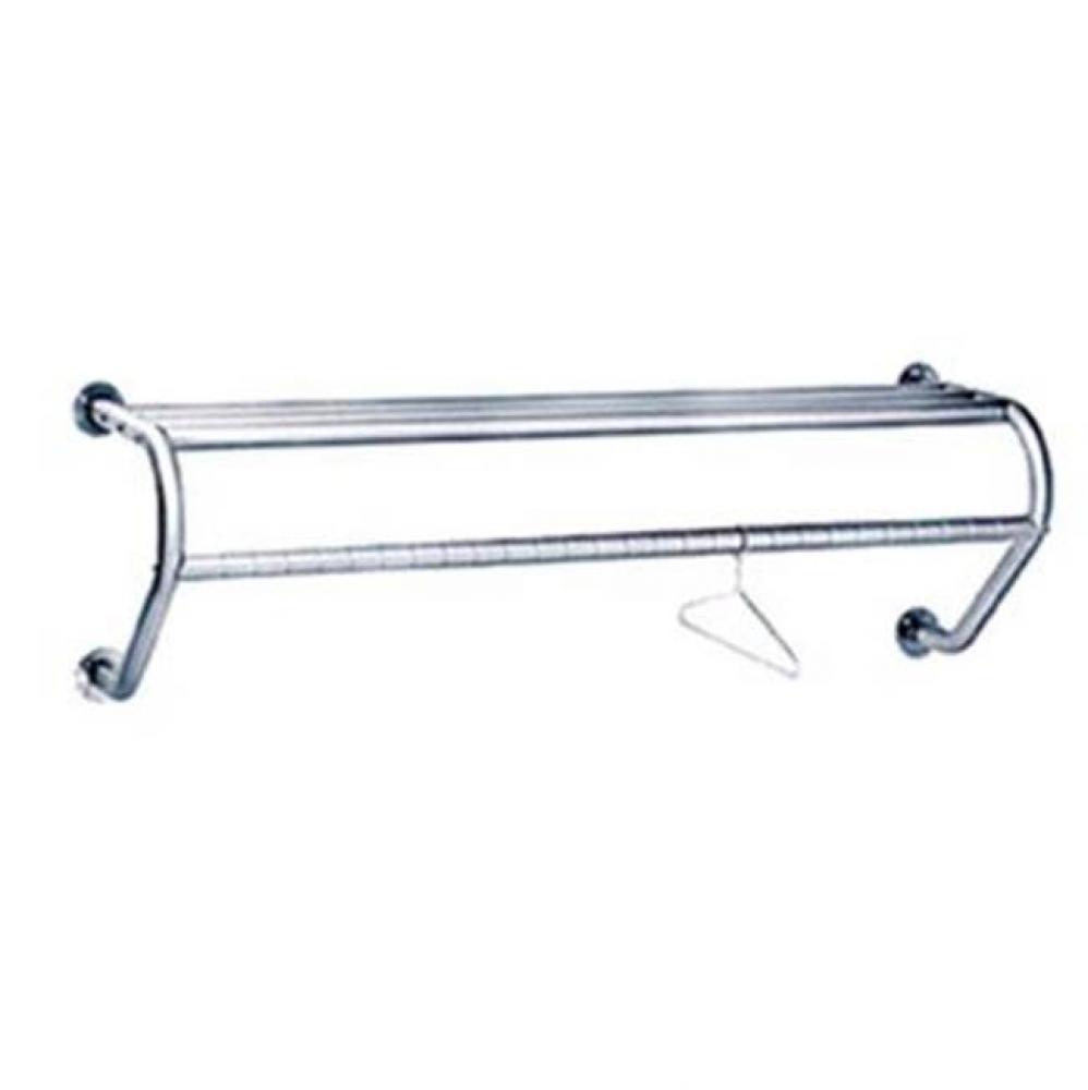 Wall Mounted Gowning Rack 60''. Includes 12 Electro-Polished Closed Loop Hangers.