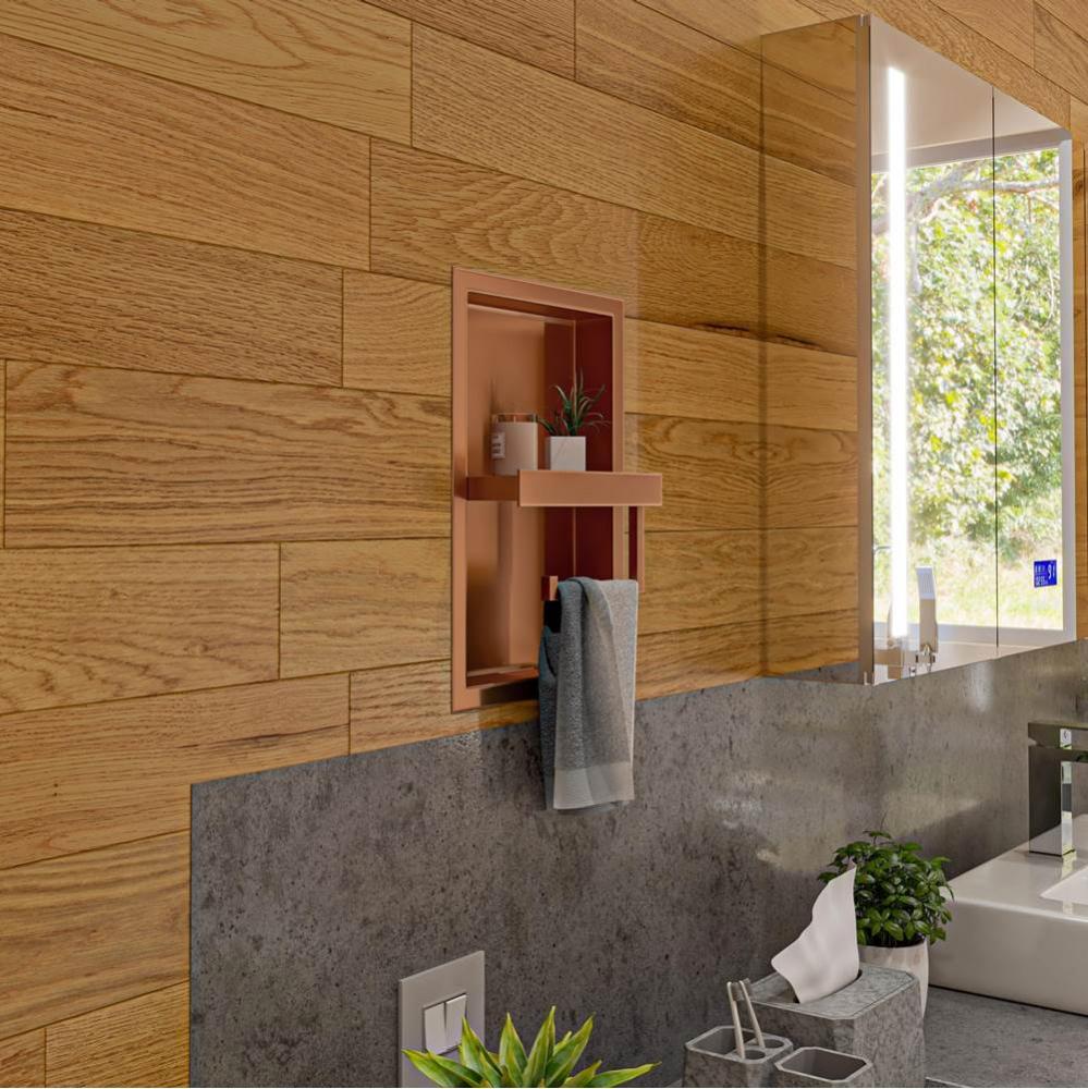 Brushed Copper PVD Stainless Steel Recessed Shelf / Toilet Paper Holder Niche