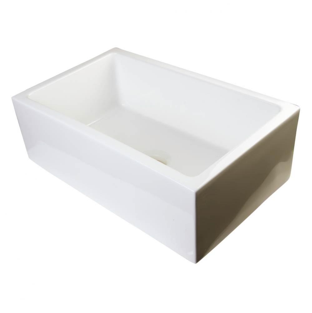 30'' Biscuit Smooth Apron Thick Wall Fireclay Single Bowl Farm Sink