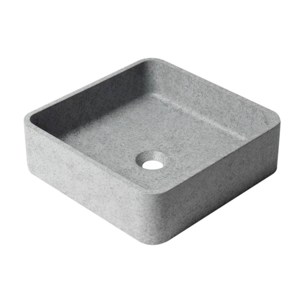 16'' Square Solid Concrete Gray Matte Above Mount Bathroom Sink