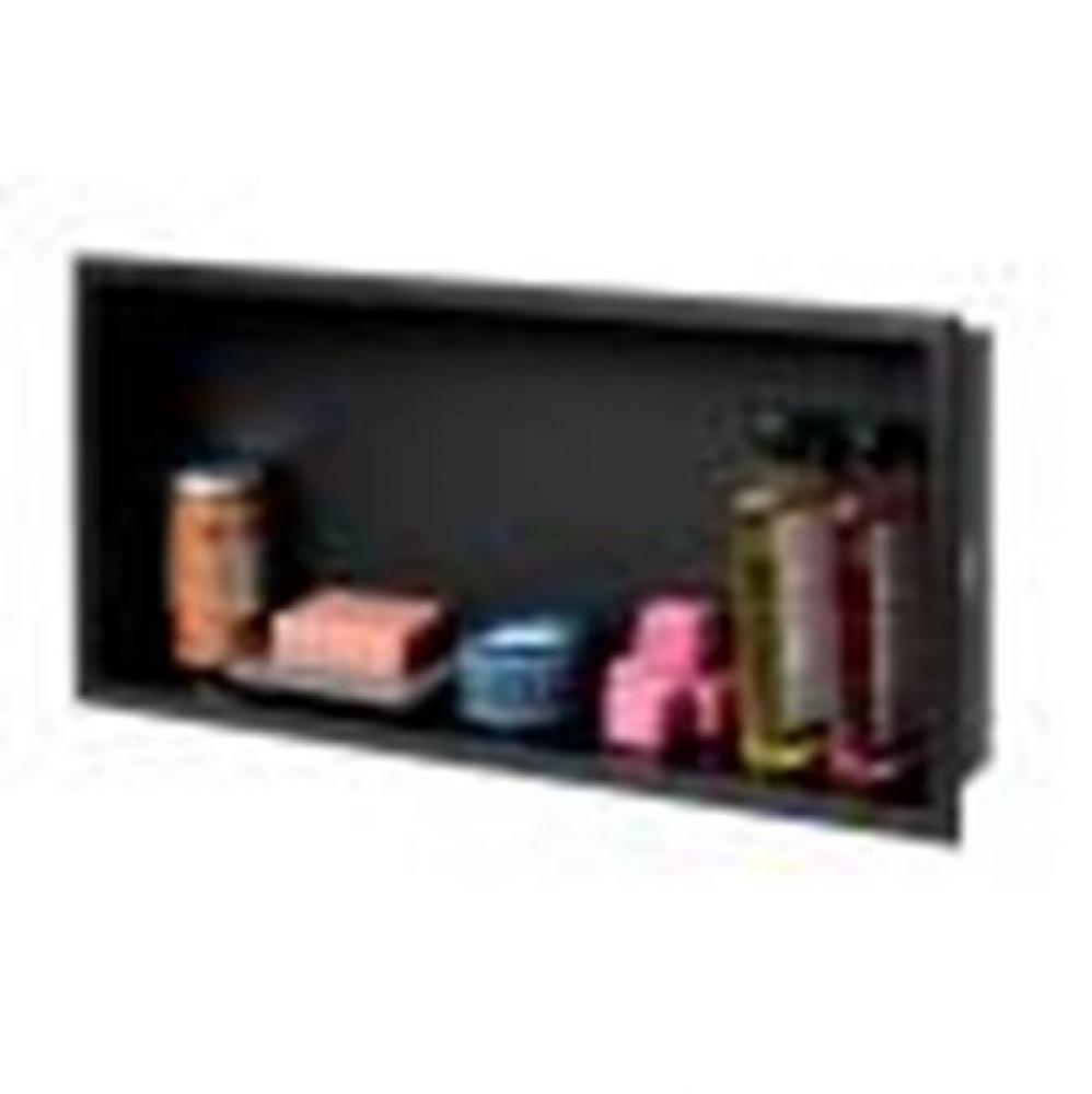 24 x 12 Black Matte Stainless Steel Horizontal Single Shelf Bath Shower Niche