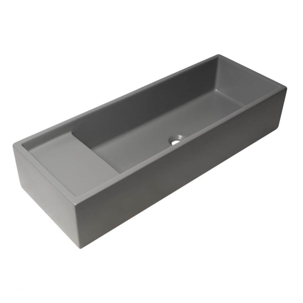 39'' Grey Matte Above Mount Fireclay Bathroom Trough Sink