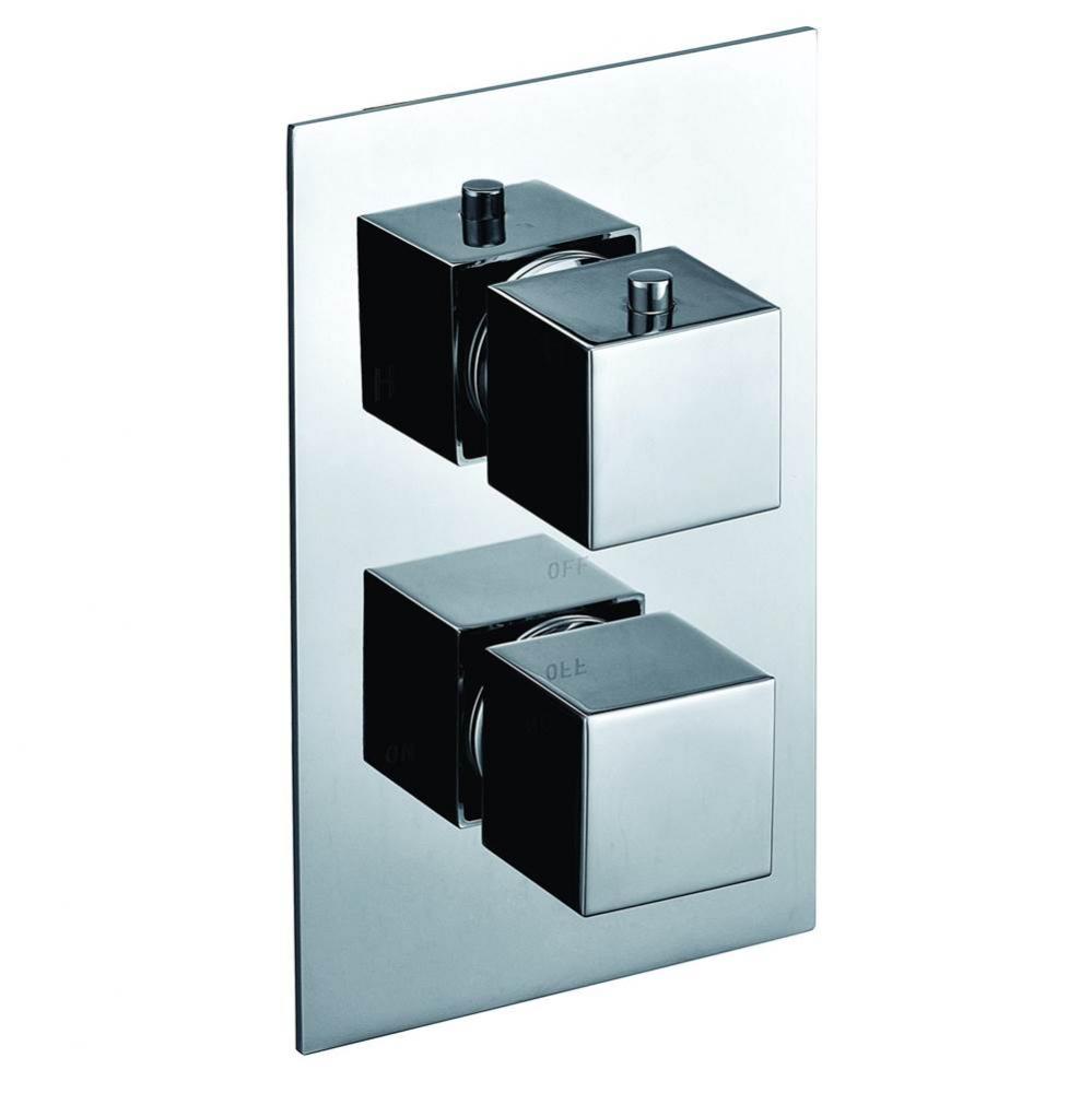 Polished Chrome Square Knob 1 Way Thermostatic Shower Mixer