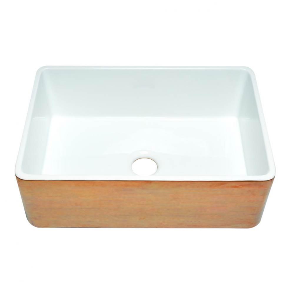 Hammered Copper/Fluted 30 inch Reversible Single Fireclay Farmhouse Kitchen Sink