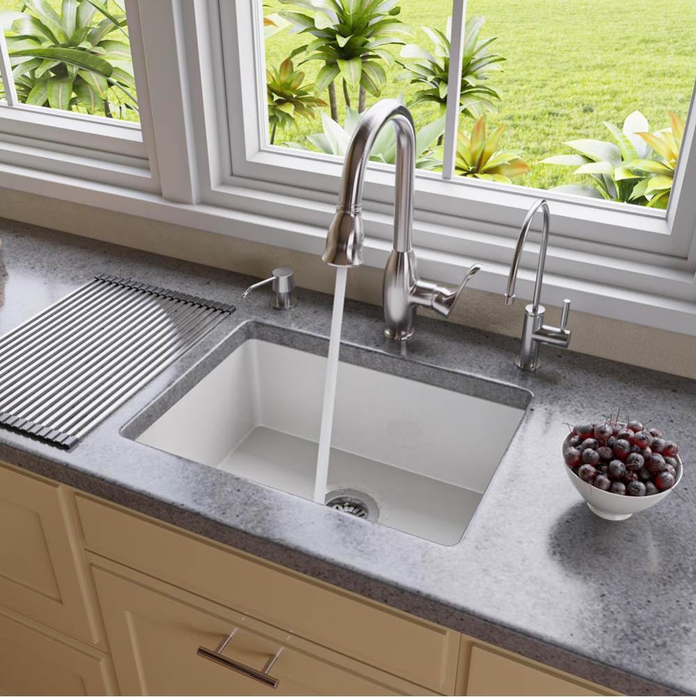 23'' White Fireclay Undermount Kitchen Sink