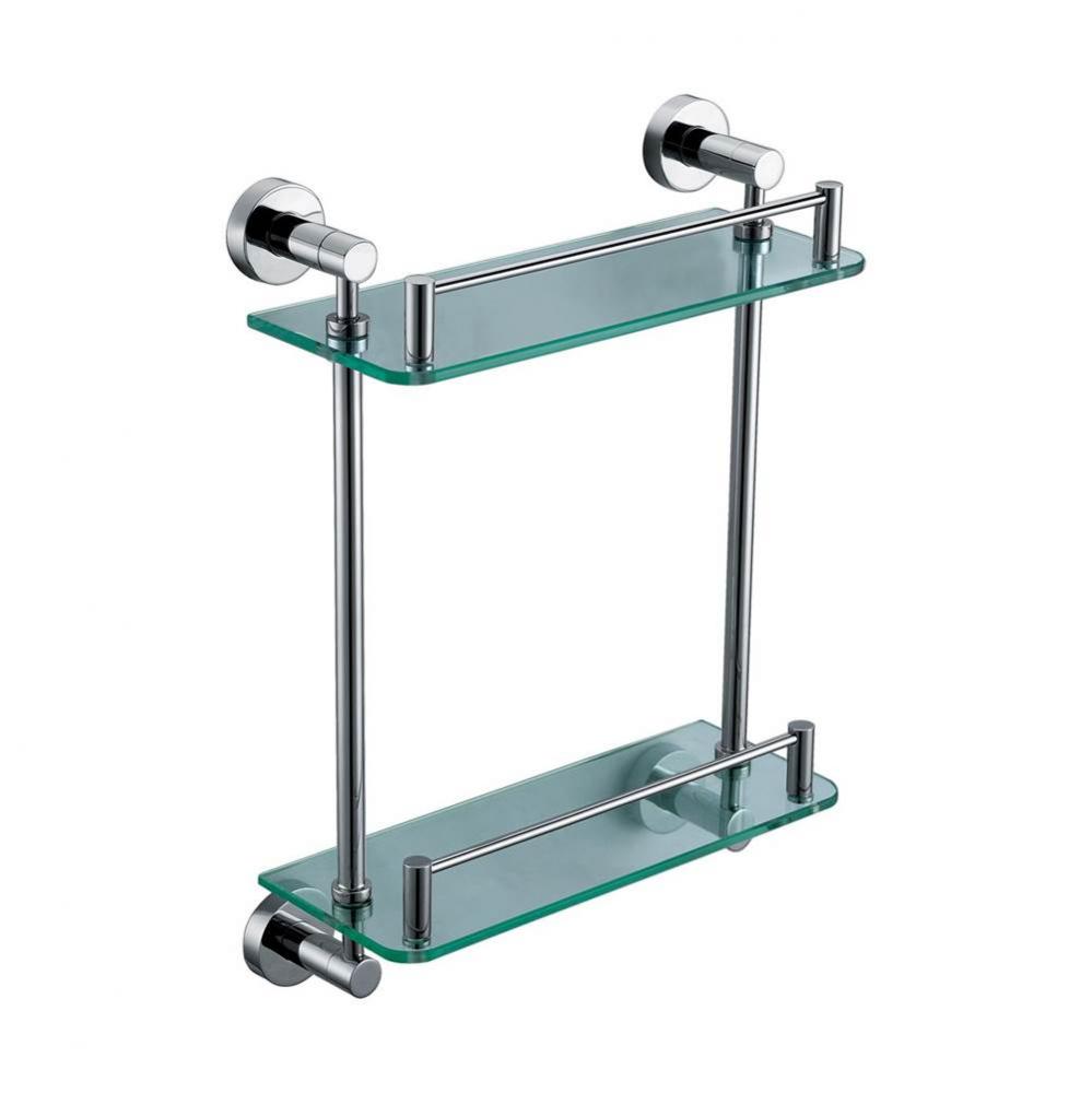 Polished Chrome Wall Mounted Double Glass Shower Shelf Bathroom Accessory