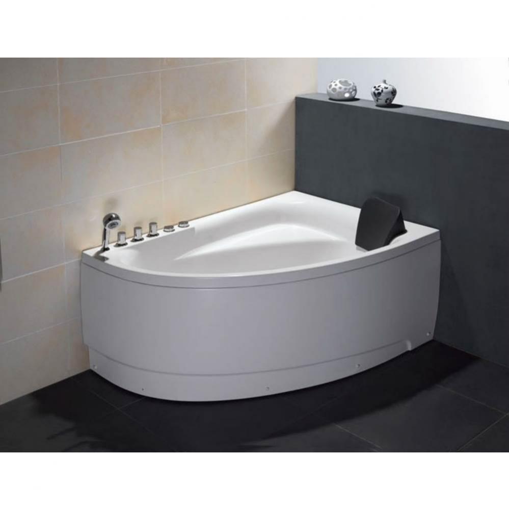 EAGO AM161-L  5'' Single Person Corner White Acrylic Whirlpool Bath Tub - Drain on Left