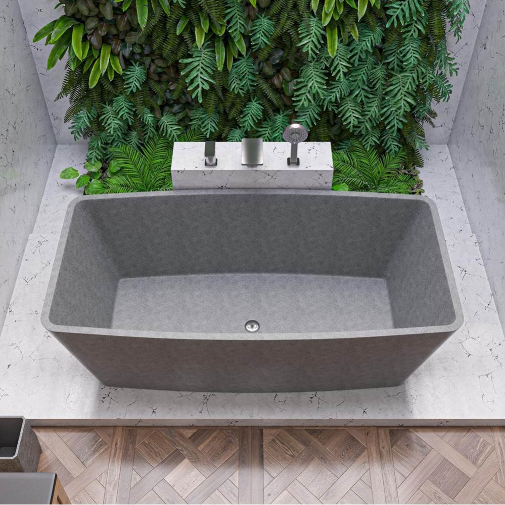 71'' Solid Concrete Rectangular Freestanding Bathtub