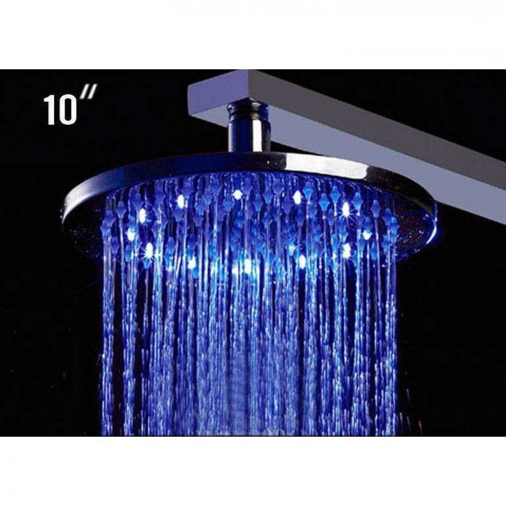 Polished Chrome 10'' Round Multi Color LED Rain Shower Head