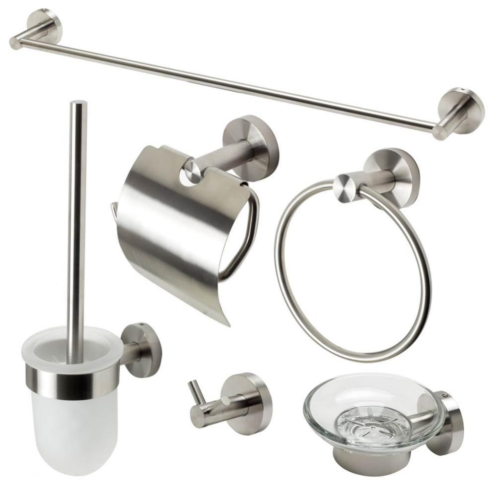 Brushed Nickel 6 Piece Matching Bathroom Accessory Set