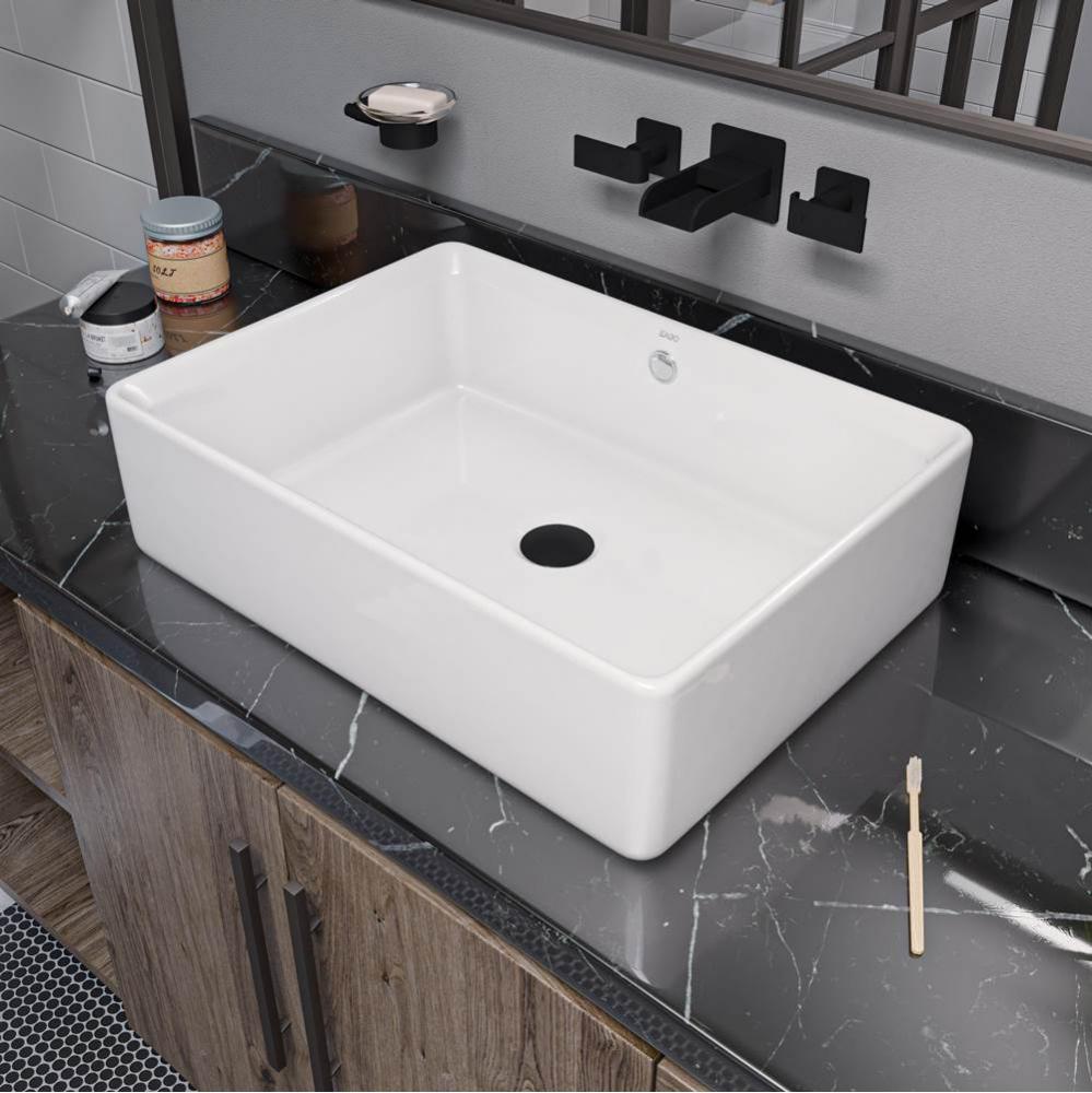 EAGO BA131  20'' RECTANGULAR CERAMIC ABOVE MOUNT BASIN VESSEL SINK