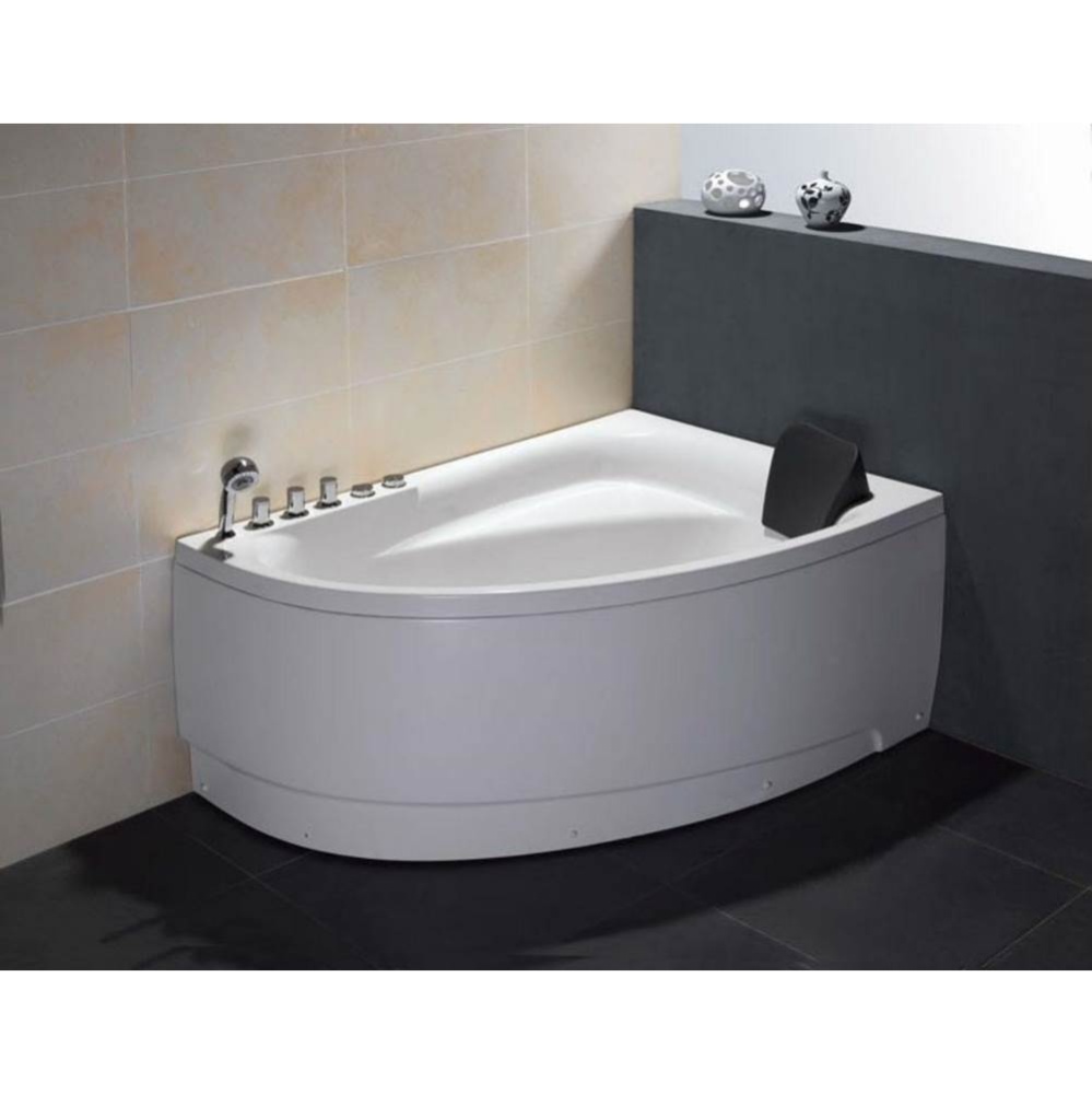 EAGO 5' Single Person Corner White Acrylic Whirlpool Bath Tub - Drain on Left