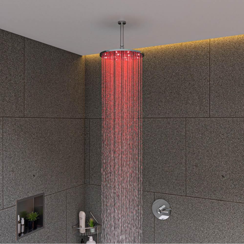 Polished Chrome 12'' Round Multi Color LED Rain Shower Head