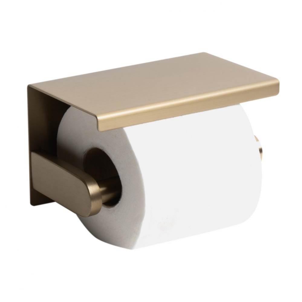 Brushed Gold PVD Stainless Steel Toilet Paper Holder with Shelf