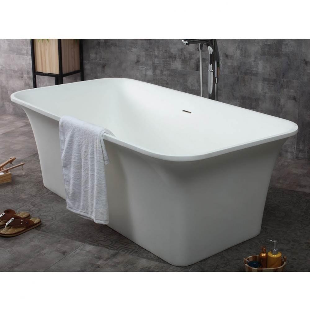 67'' White Rectangular Solid Surface Smooth Resin Soaking Bathtub