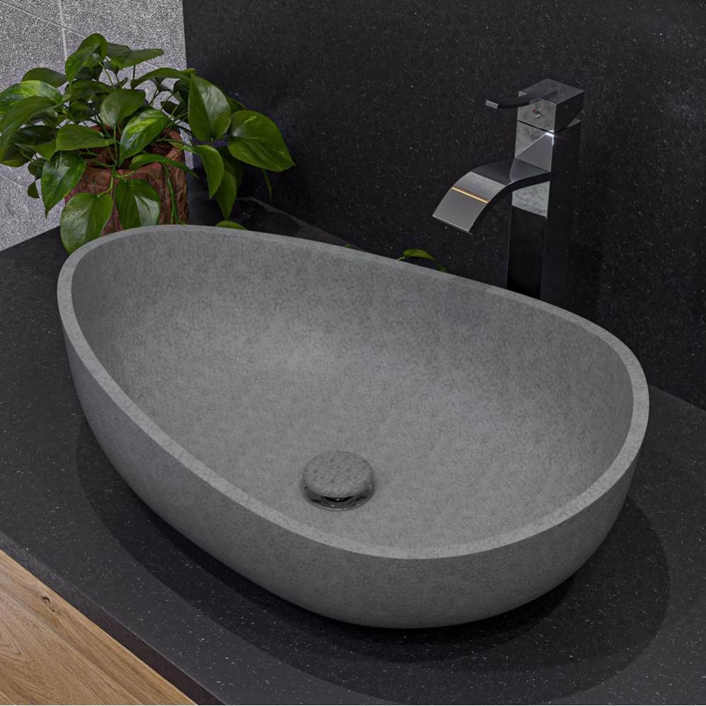 23'' Solid Concrete Wavy Oval Above Mount Vessel Sink