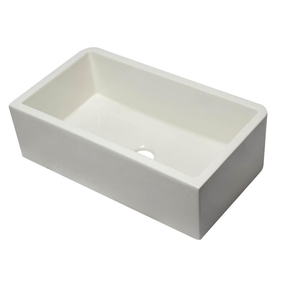 33'' Biscuit Smooth Apron Solid Thick Wall Fireclay Single Bowl Farm Sink