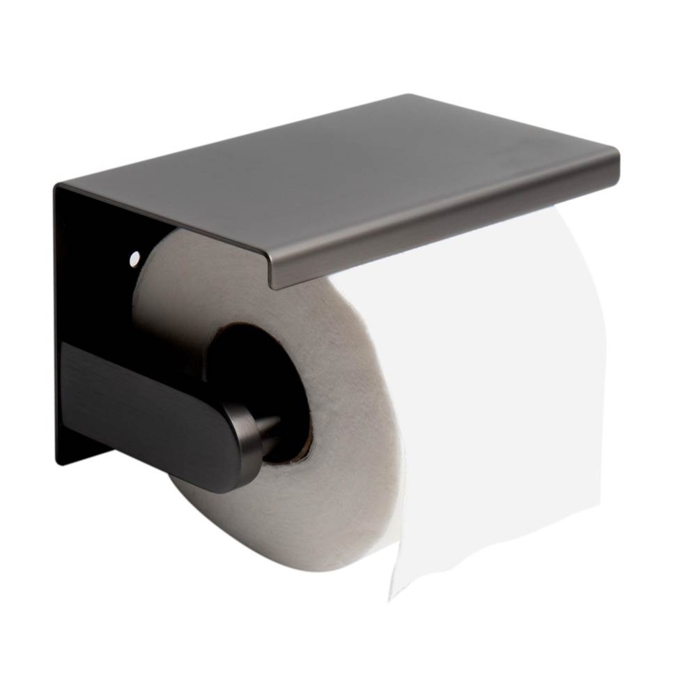 Brushed Black PVD Stainless Steel Toilet Paper Holder with Shelf