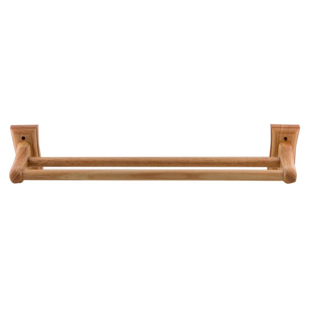 24'' Double Rack Wooden Towel Bar Bathroom Accessory