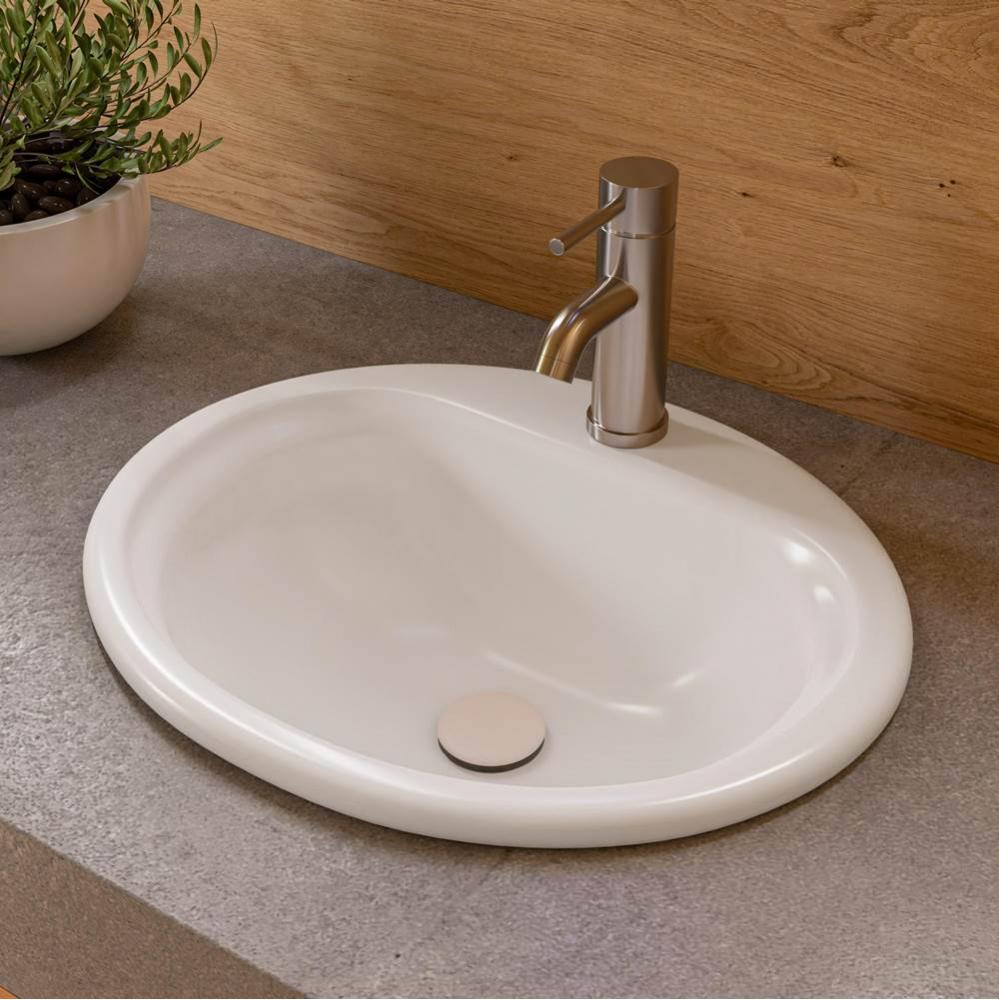 ALFI brand ABC802 White 21'' Round Drop In Ceramic Sink with Faucet Hole