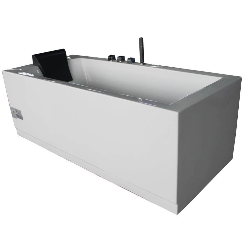 EAGO 1 6 ft Acrylic White Rectangular Whirlpool Bathtub w Fixtures