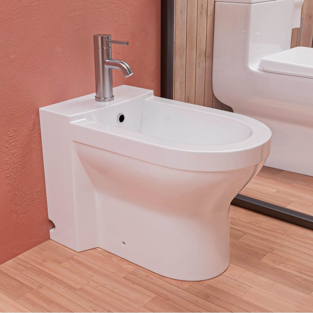 EAGO White Ceramic Bathroom Bidet with Elongated Seat
