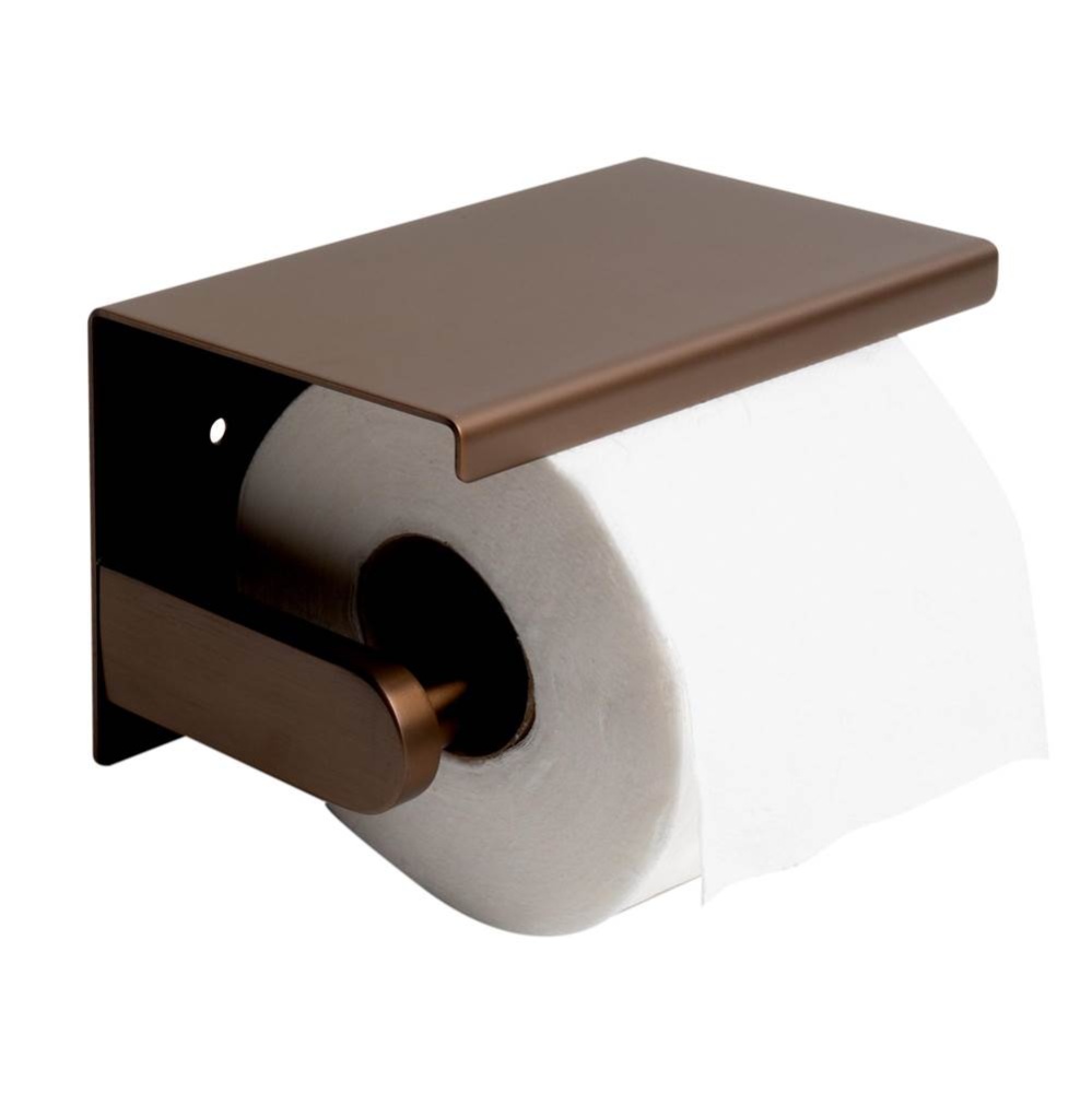 Brushed Copper PVD Stainless Steel Toilet Paper Holder with Shelf