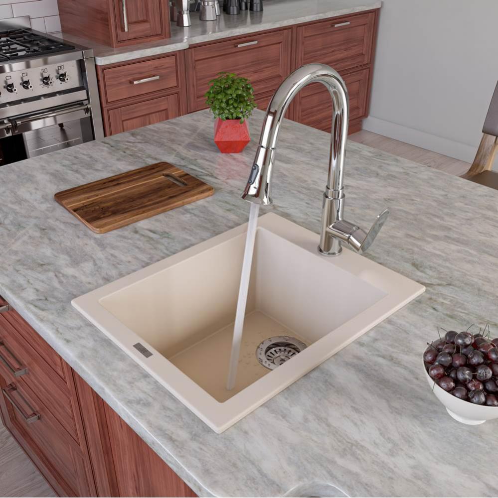 Biscuit 17'' Drop-In Rectangular Granite Composite Kitchen Prep Sink
