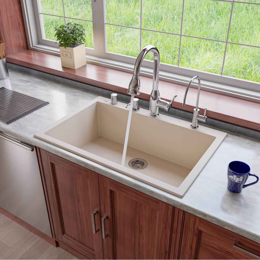 Biscuit 33'' Single Bowl Drop In Granite Composite Kitchen Sink