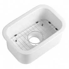Alfi Trade ABF1319UD-W - White Small 13''x19'' Rectangle Fireclay Undermount or Drop In Prep Sink w Gri