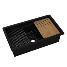 Alfi Trade ABFS3219SUD-BM - 32'' x 19'' Workstation Fireclay Undermount Drop In Kitchen Sink