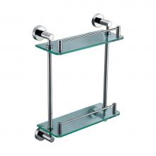Alfi Trade AB9549 - Polished Chrome Wall Mounted Double Glass Shower Shelf Bathroom Accessory
