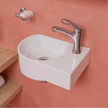 Alfi Trade ABC119 - White 16'' Small Wall Mounted Ceramic Sink with Faucet Hole