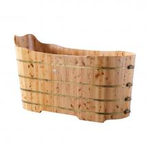 Alfi Trade AB1103 - 59'' Free Standing Cedar Wood Bathtub with Bench