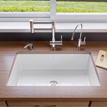 Alfi Trade ABF3219SUD-W - Fireclay White 32'' x 19'' Single Bowl Undermount / Drop In Kitchen Sink w Gri