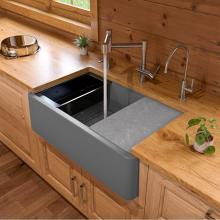 Alfi Trade AB33FARM-T - Titanium 33'' Granite Composite Single Bowl Drop In Farm Sink with Accessories
