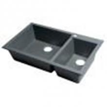Alfi Trade AB3319DI-T - Titanium 34'' Double Bowl Drop In Granite Composite Kitchen Sink