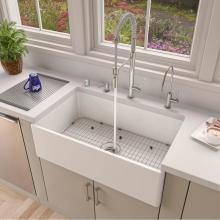 Alfi Trade AB533-W - 33'' White Smooth Apron Single Bowl Fireclay Farm Sink