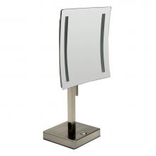 Alfi Trade ABM8FLED-BN - Brushed Nickel Tabletop Square 8'' 5x Magnifying Cosmetic Mirror with Light
