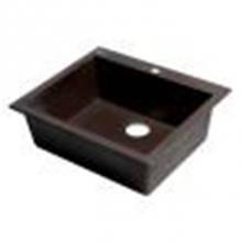 Alfi Trade AB2420DI-C - Chocolate 24'' Drop-In Single Bowl Granite Composite Kitchen Sink