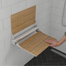 Alfi Trade ABS17-SA - 17' Folding Teak Wood Shower Seat Bench with Backrest