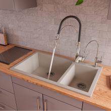 Alfi Trade AB3319DI-B - Biscuit 34'' Double Bowl Drop In Granite Composite Kitchen Sink