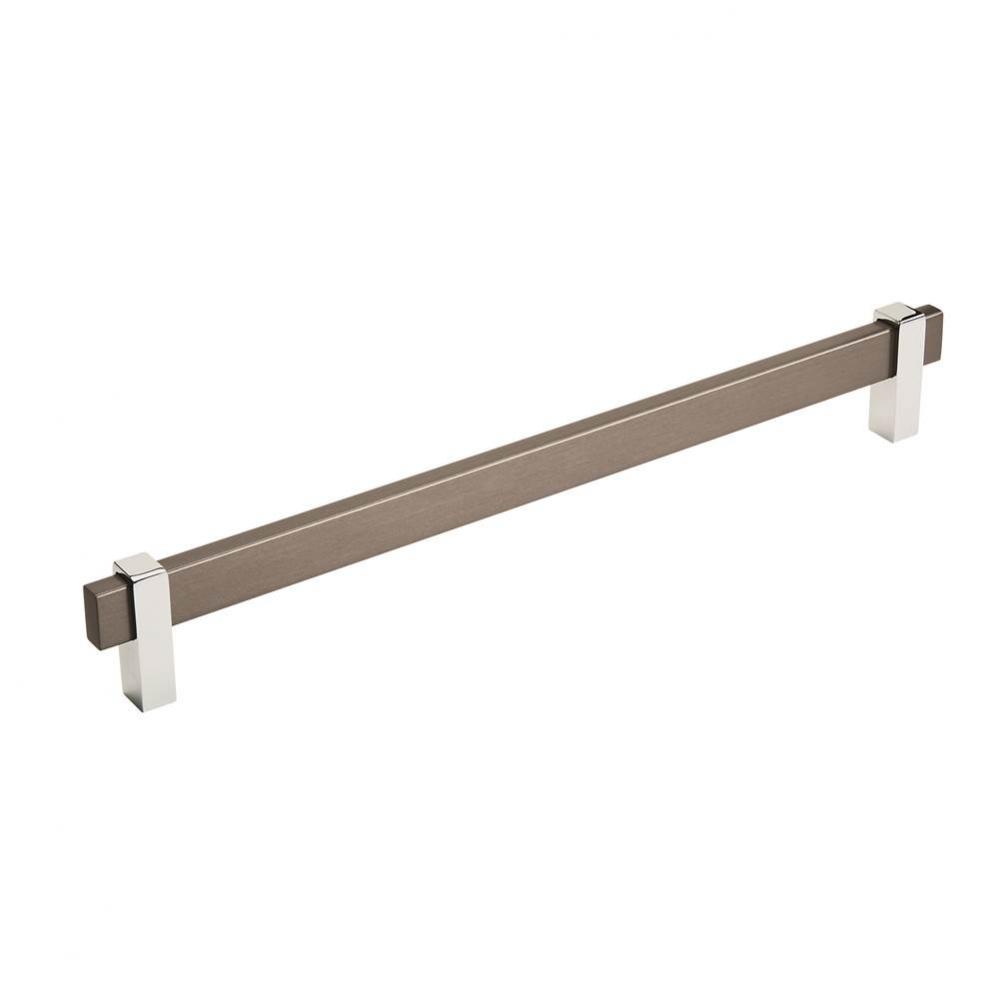 Mulino 10-1/16 in (256 mm) Center-to-Center Black Brushed Nickel/Polished Chrome Cabinet Pull