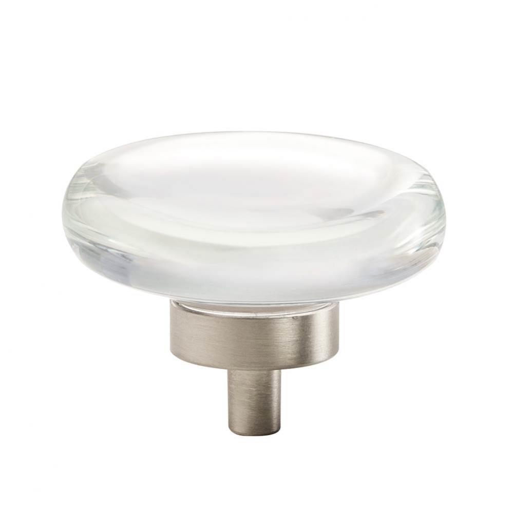 Glacio 1-3/4 in (44 mm) Diameter Clear/Satin Nickel Cabinet Knob