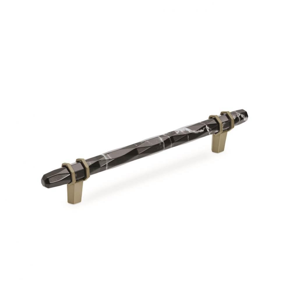 Carrione 6-5/16 in (160 mm) Center-to-Center Marble Black/Golden Champagne Cabinet Pull
